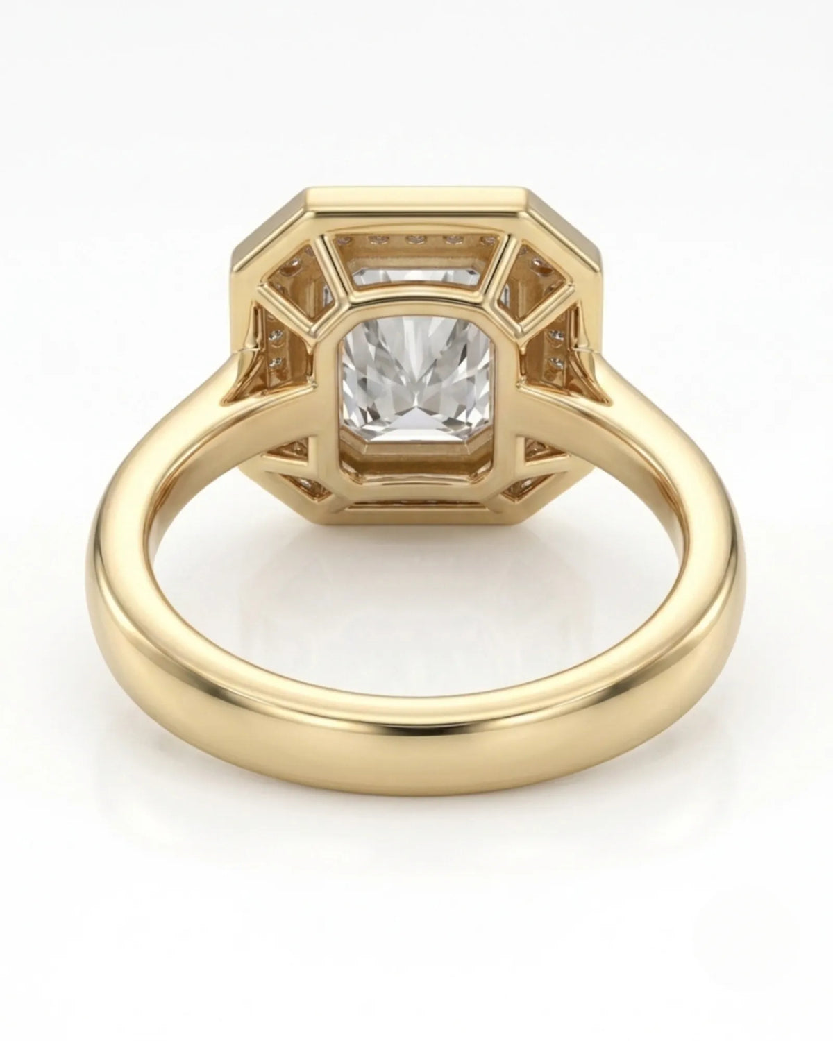 Luxury radiant cut moissanite engagement ring in 18K yellow gold - SARATTI