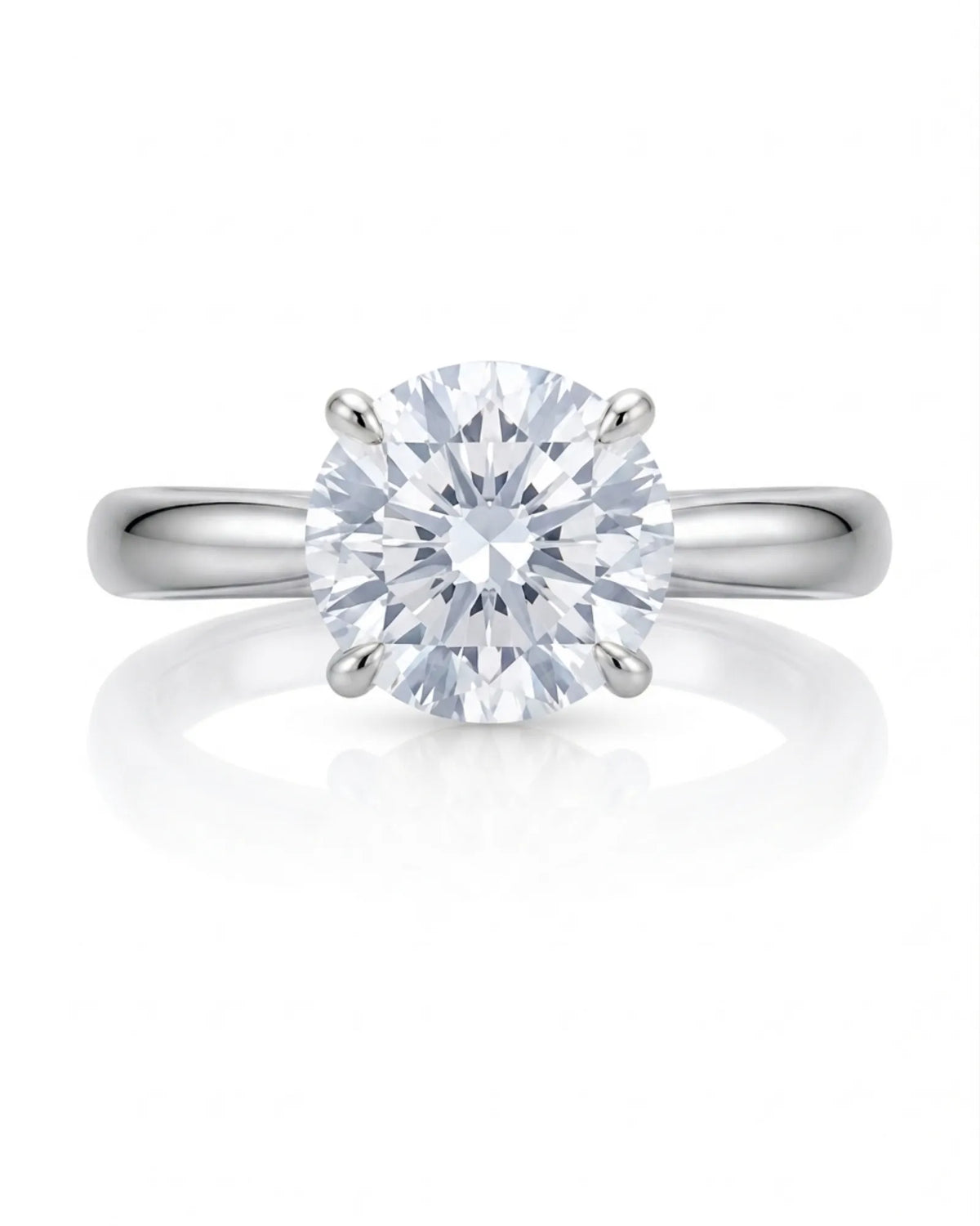 Luxury round moissanite ring with hidden pavé detail and timeless 18K white gold setting | SARATTI