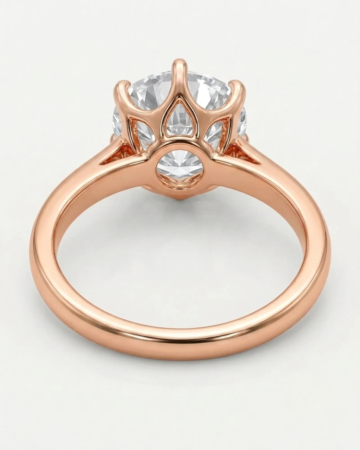 Luxury round moissanite solitaire ring in rose gold for refined engagement styling | SARATTI.
