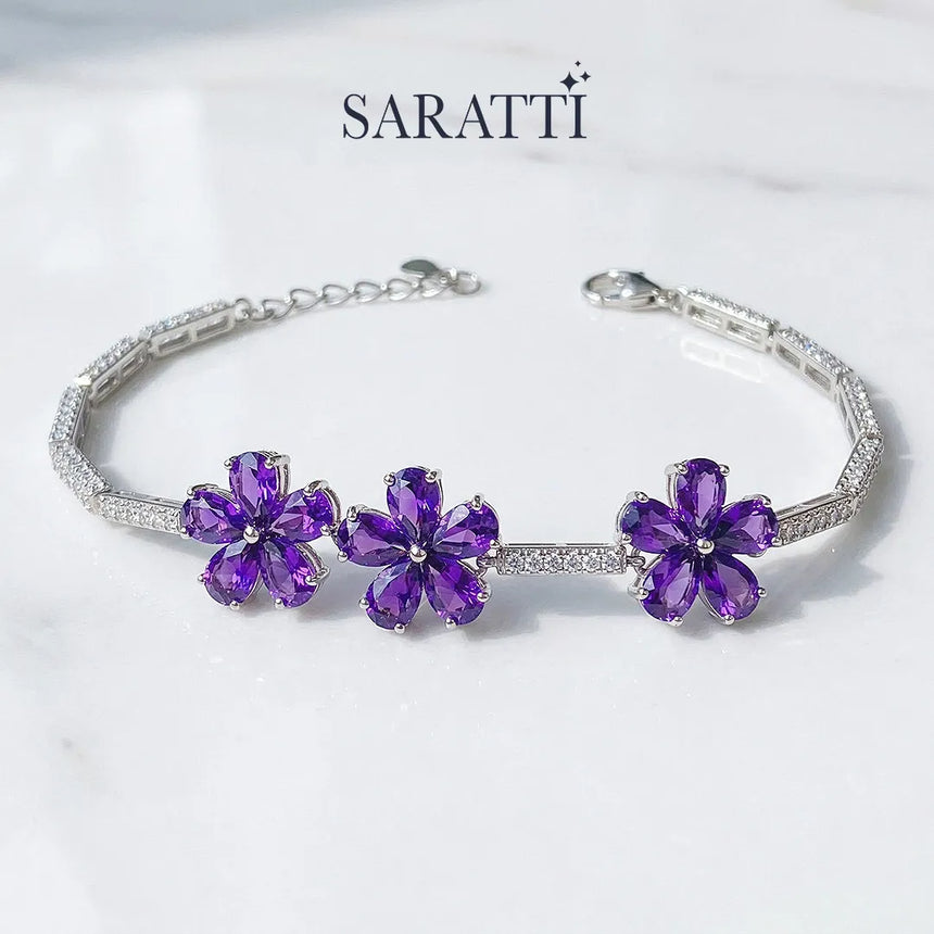 Luxury violet gemstone bracelet close-up detail | SARATTI