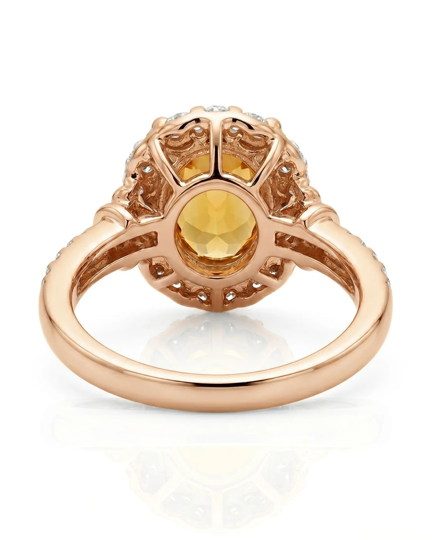 Luxury yellow sapphire diamond ring crafted in refined 18K rose gold | SARATTI