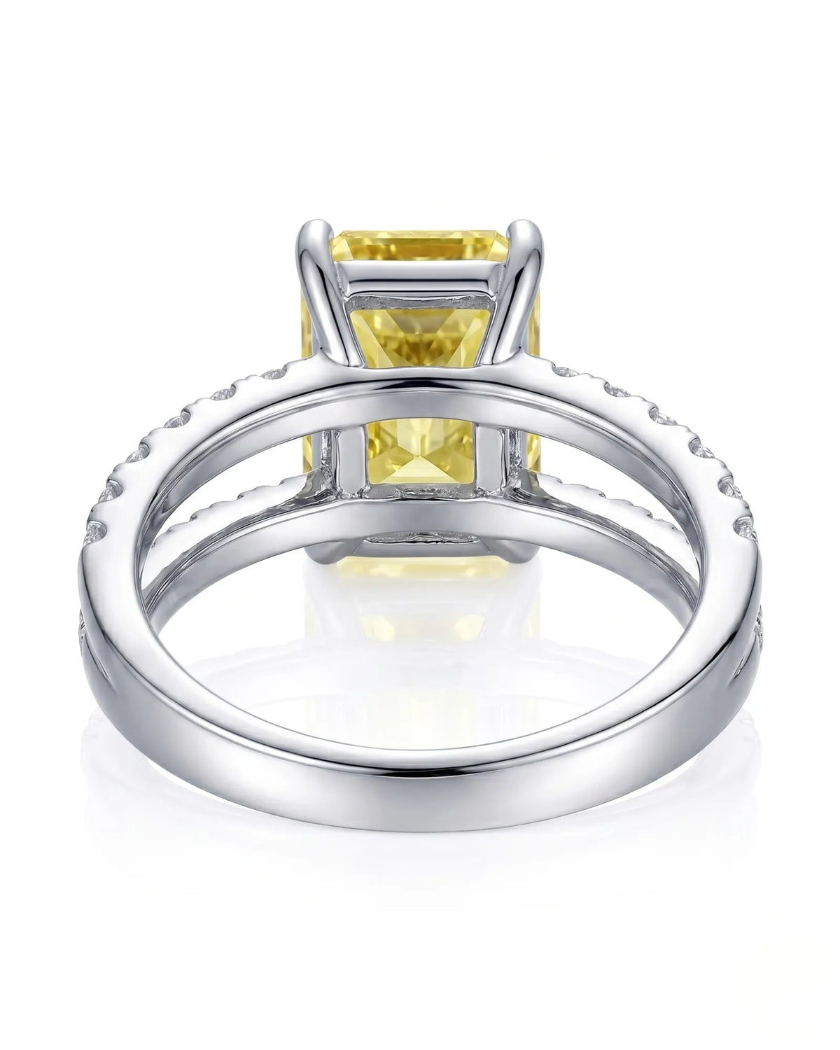 Luxury yellow sapphire statement ring with channel-set diamonds in 18K white gold | SARATTI