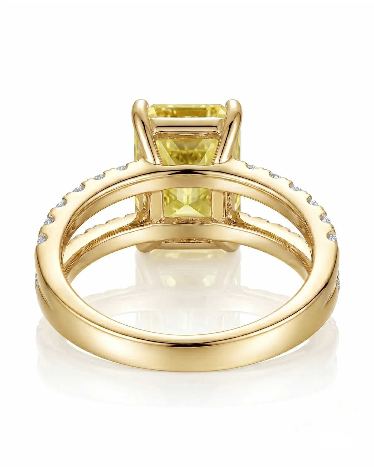 Luxury yellow sapphire statement ring with channel-set diamonds in 18K yellow gold | SARATTI