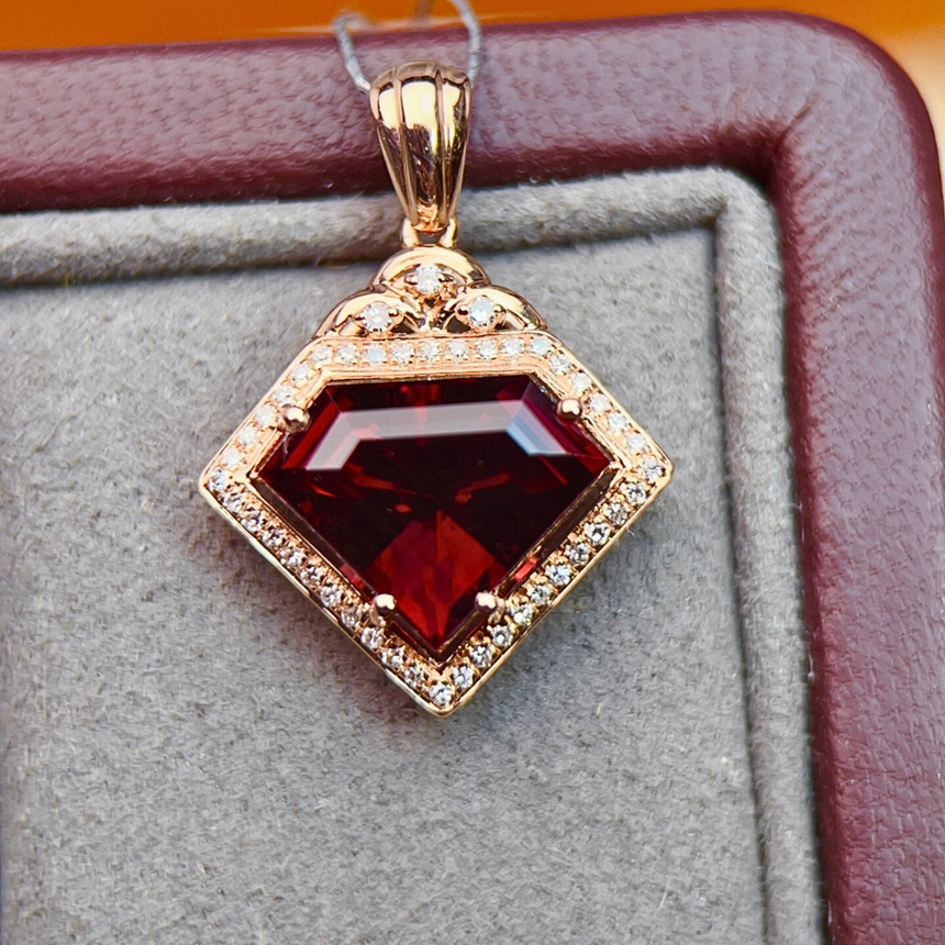 2.85ct Rubellite Pendant with Halo of Diamonds