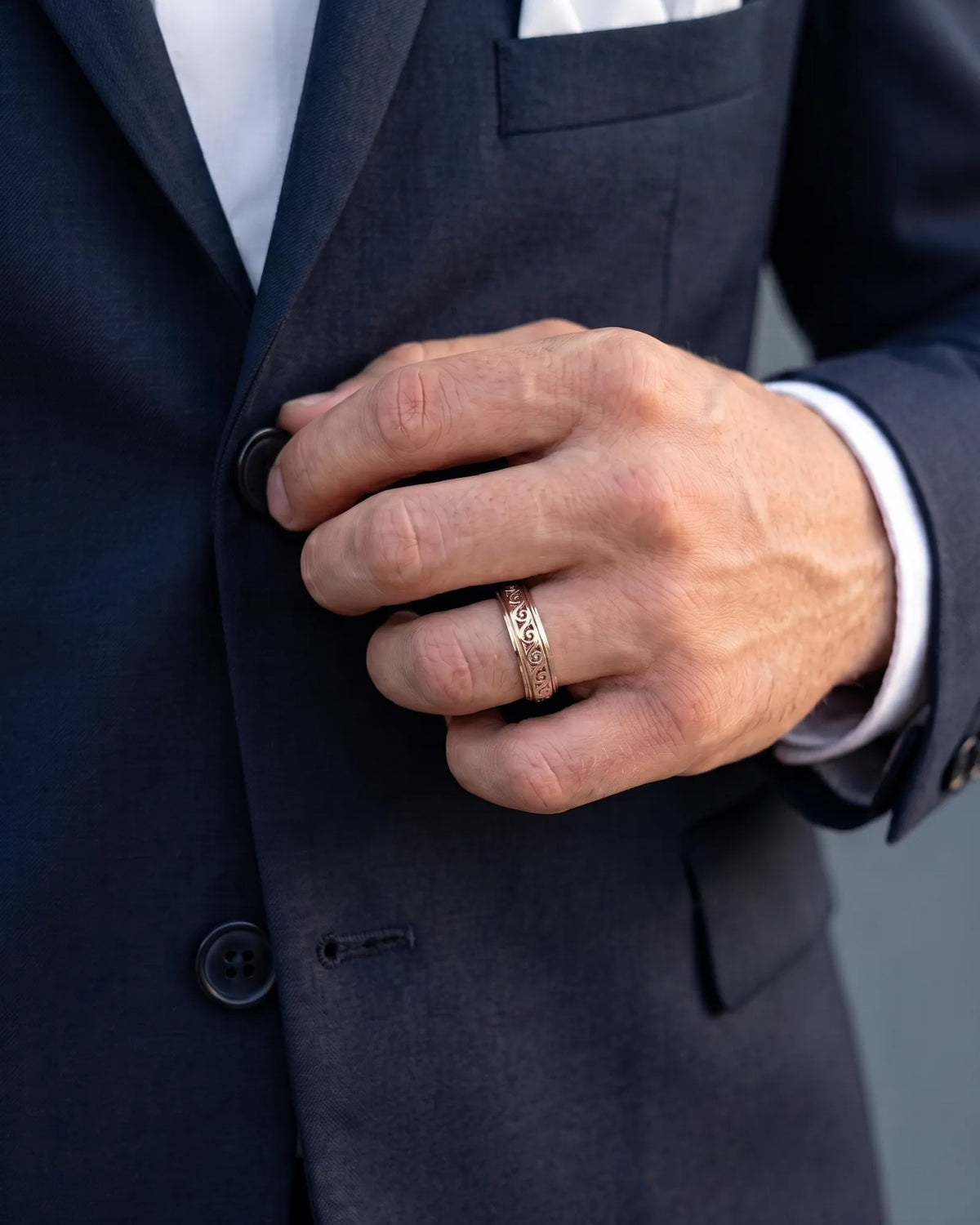Aurelian Scroll Wedding Band