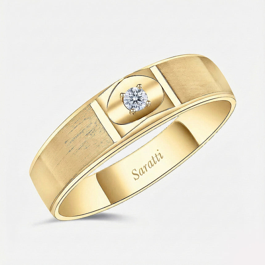 Mandorla diamond solitaire ring luxury jewelry in 18K yellow gold | SARATTI