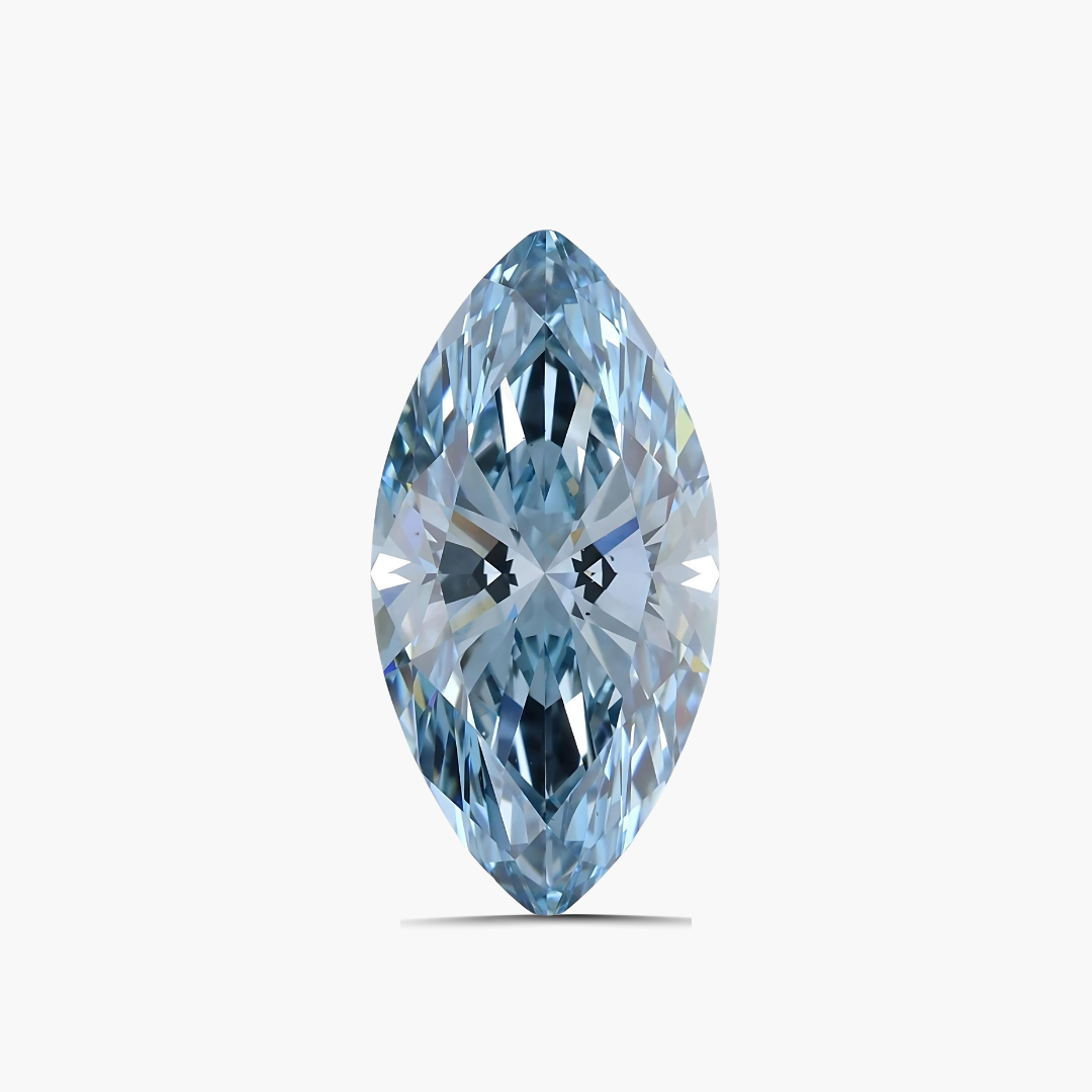 4.05 carats Marquise Fancy Vivid Blue Lab Diamond | IGI Certified