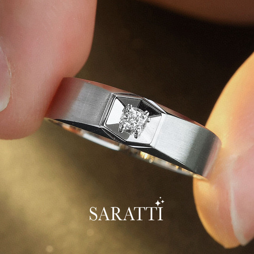 Top view of the Six Paths Two Tone Diamond Ring for Men | Saratti