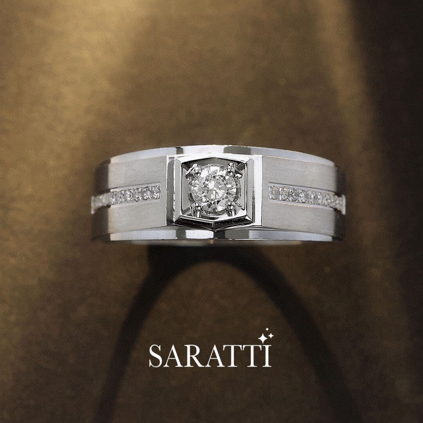 Top view of the Animus Meraki Diamond Ring for Men | Saratti