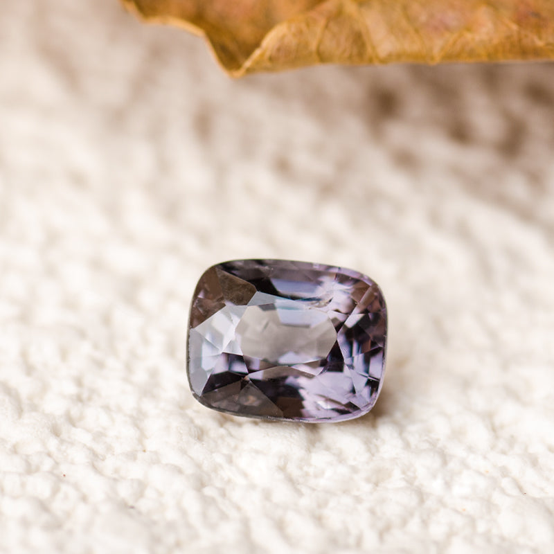 Metallic Gray Natural Spinel Gem in Cushion Cut | Saratti