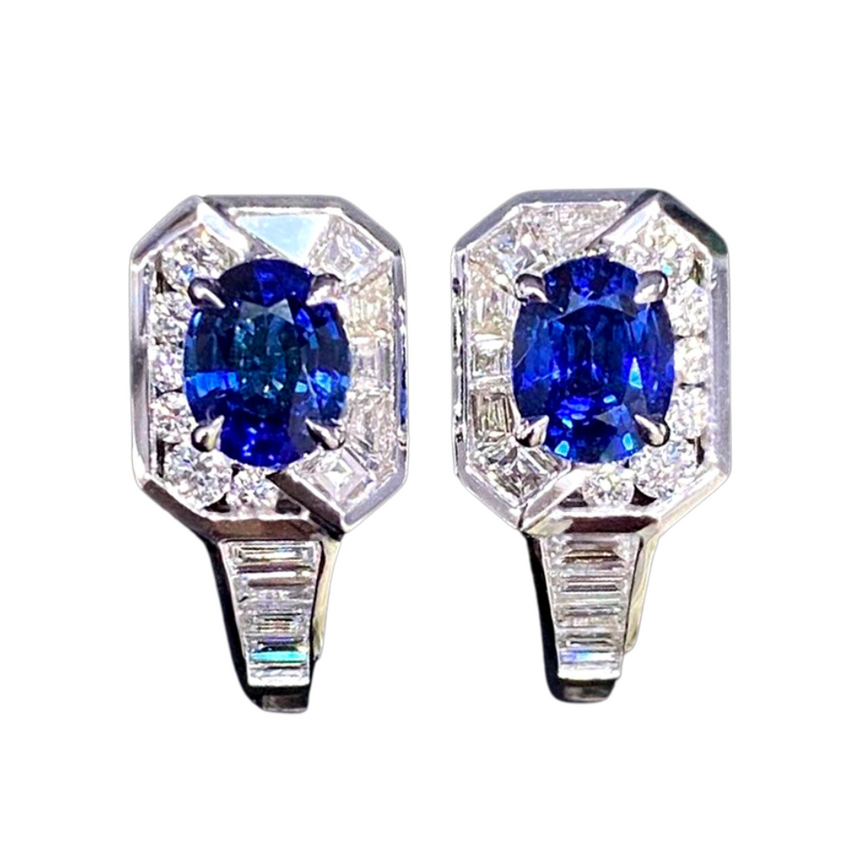 Midnight Meridian: Sapphire and Diamond Earrings
