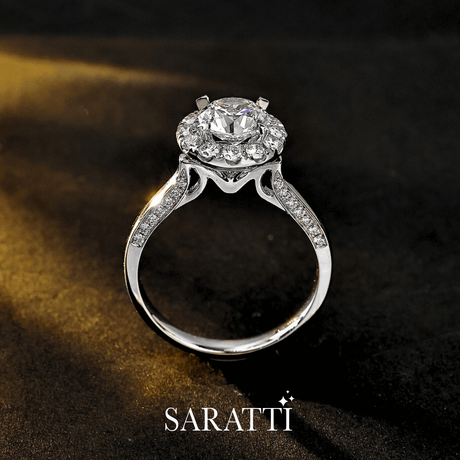 Natural Diamond Halo Engagement Ring