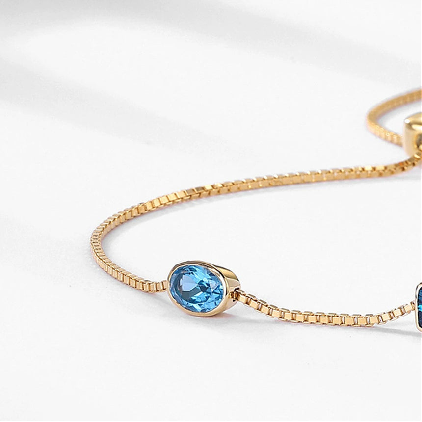 Spectral Weave : Adjustable Gemstone Cascade Bracelet in 14K Gold