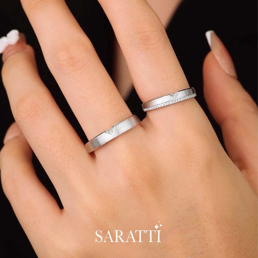 Angular White Gold Wedding Rings With Diamonds | Saratti