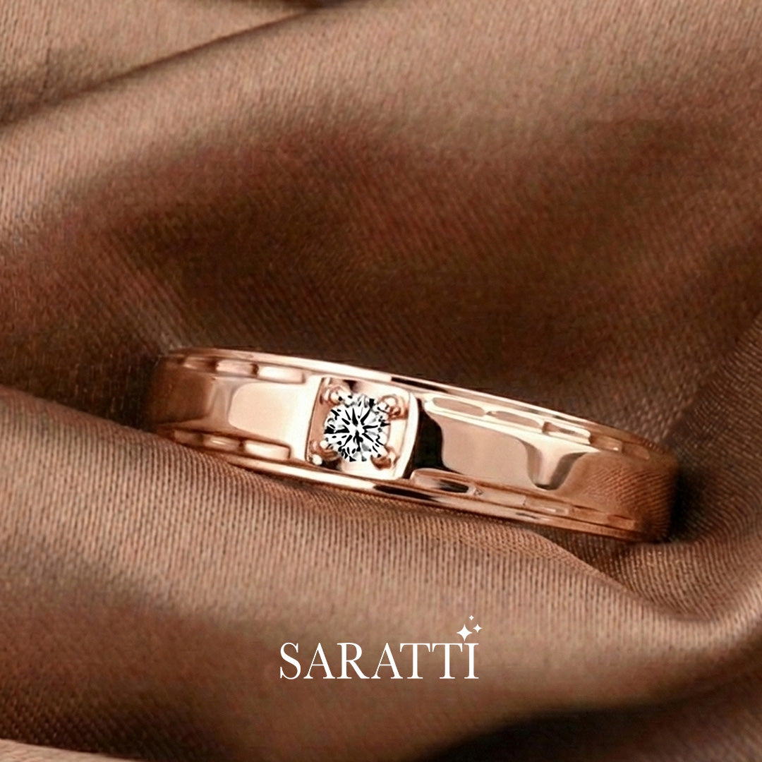 Modern 4mm diamond ring in 18k rose gold aurum axis design | SARATTI