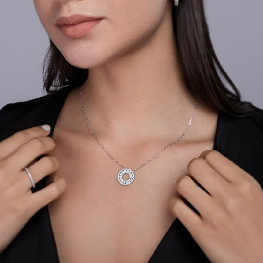 Radiant Orbit: 0.59-Carat Moissanite Circle Pendant