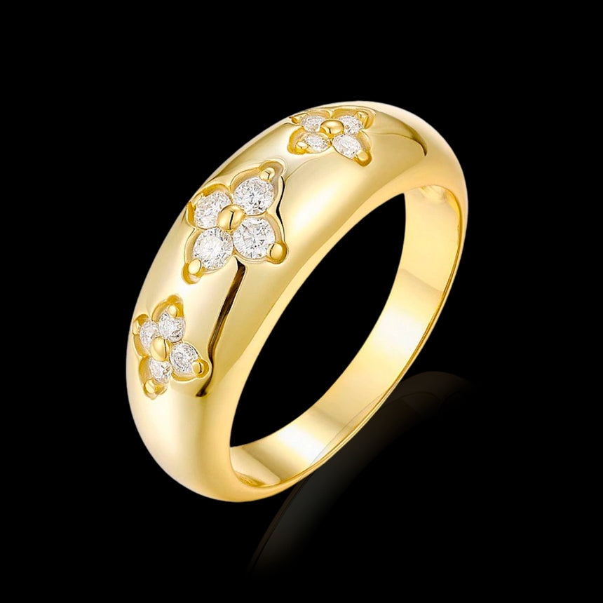Blossom Luminaire: Vermil 18K Gold Floral Diamond Band
