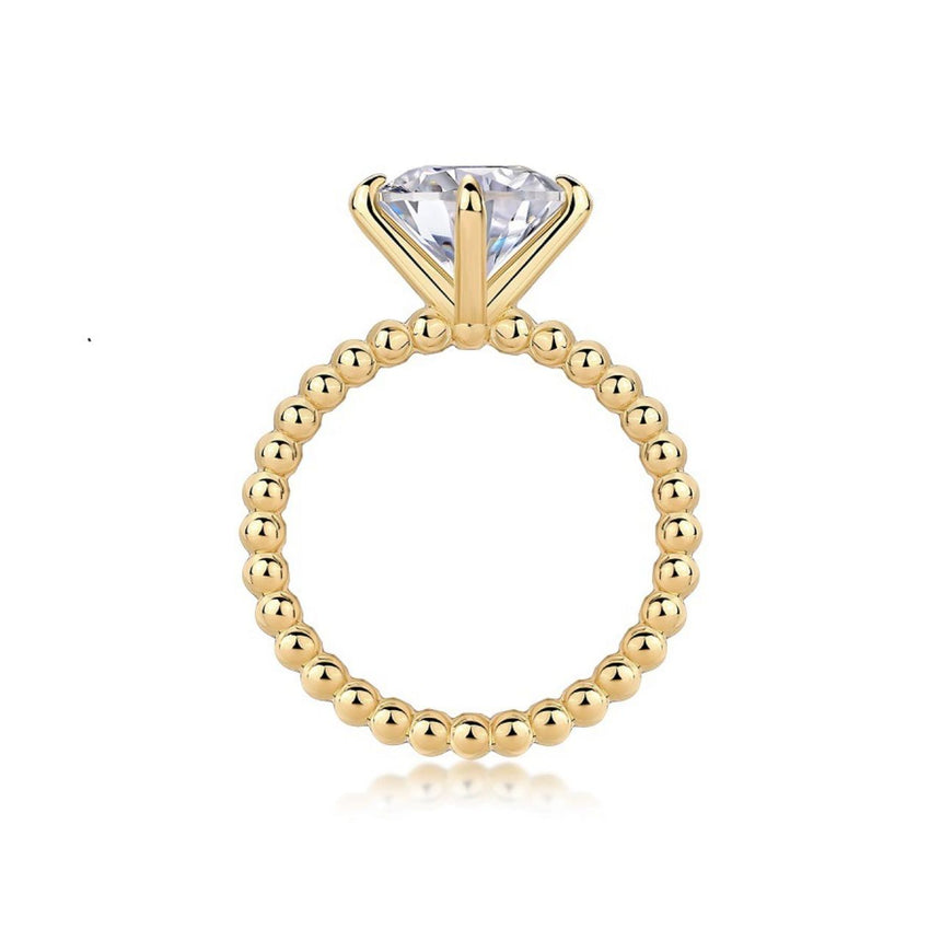 Royal Lumina: 3 Carat Brilliant Round Moissanite Ring in Gold Plated Silver