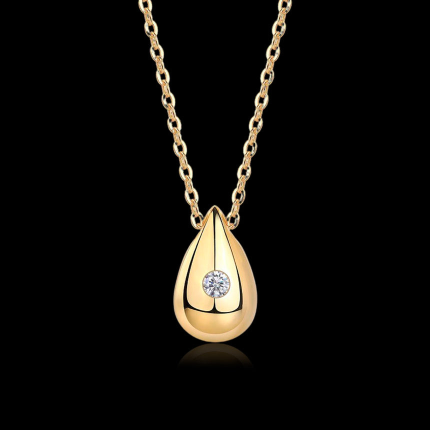 Golden Dawn: Luminous Moissanite Vermeil Teardrop Pendant