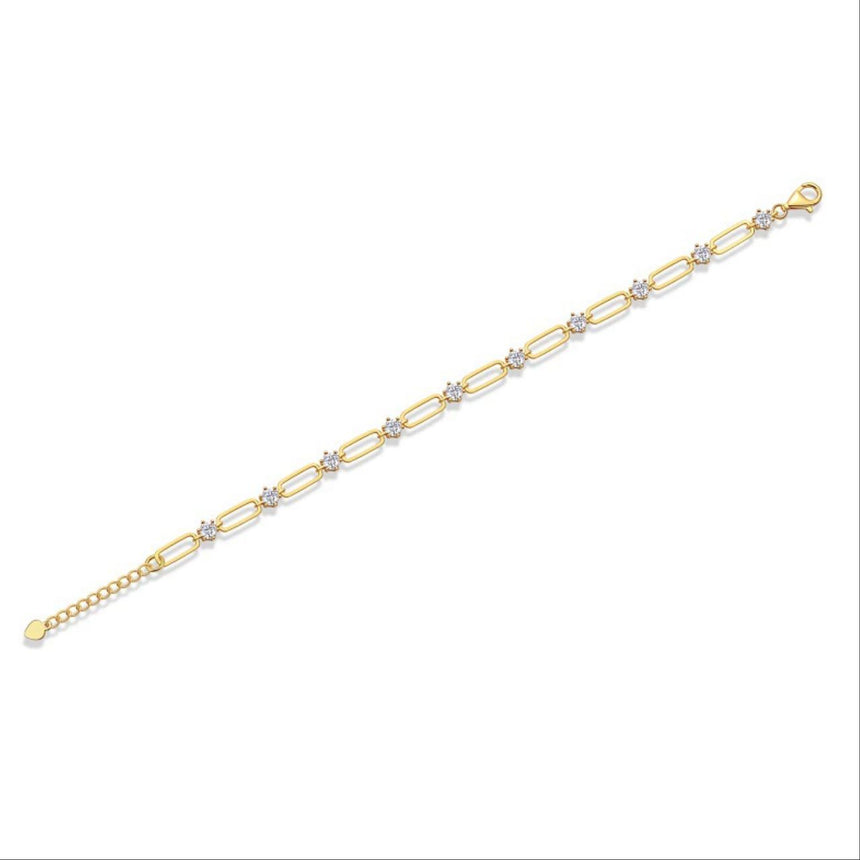Regal Constellation: Moissanite Interlink Gold Vermeil Bracelet