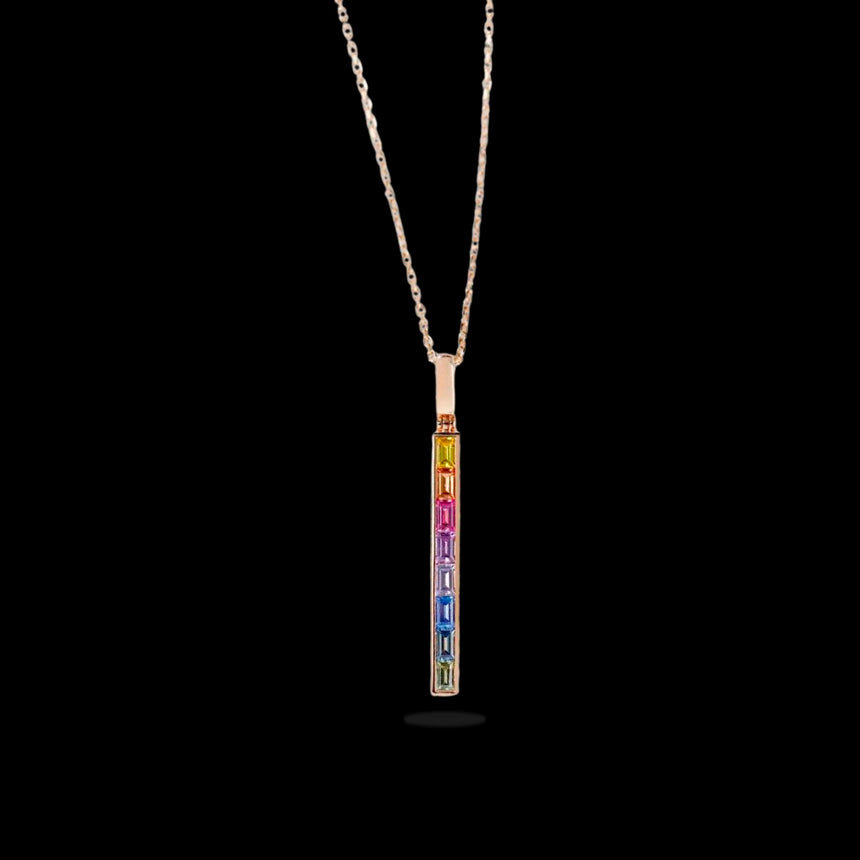 Prism Cascade - Rainbow Sapphire Pendant in 18K Gold