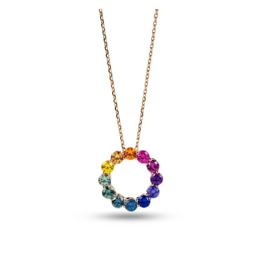 Spectrum Crown Rainbow Sapphire Necklace - Saratti Jewelry
