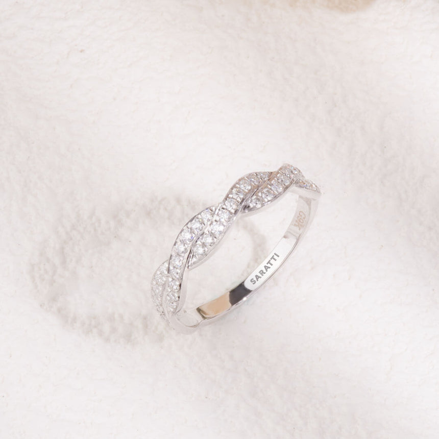 18K White Gold Twisted Shank Vintage Diamond Eternity Band in White Gold | Saratti
