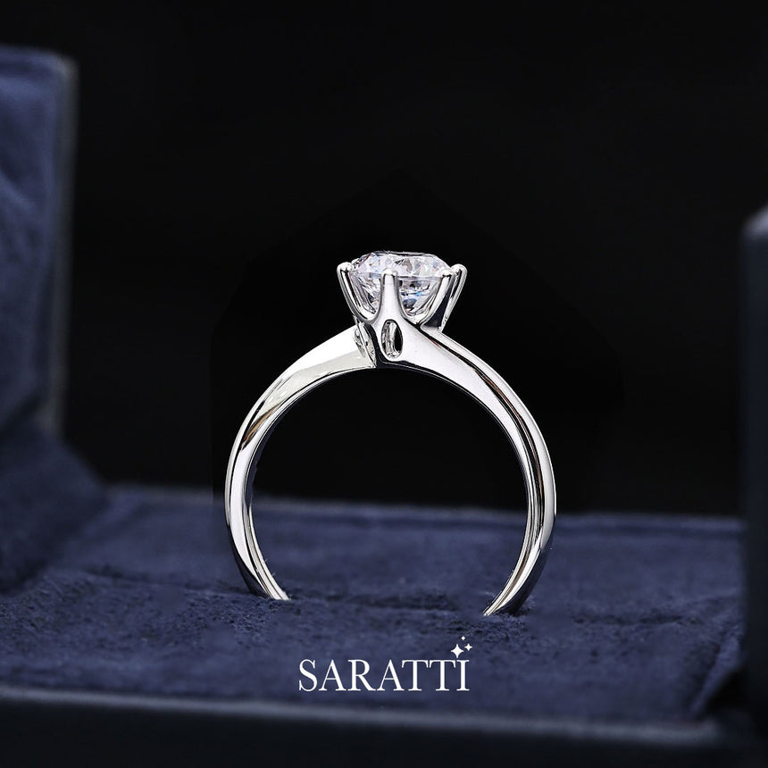 Twisted Diamond Engagement Ring in 18K White Gold | Saratti Jewelry