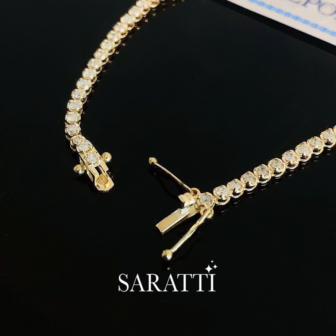 Yellow Gold Prong Set Mandala Rex Diamond Tennis Bracelet  | Saratti 