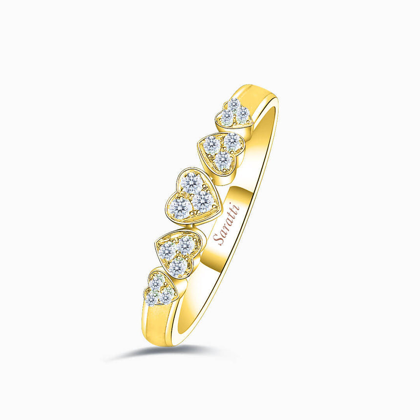 Yellow Gold Five Heart Round Diamond Eternity Wedding Band | Saratti