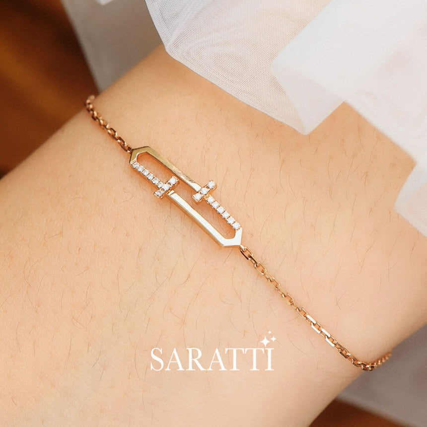 Model Wears one Clou Courbé II Diamond Bracelet for Women | Saratti