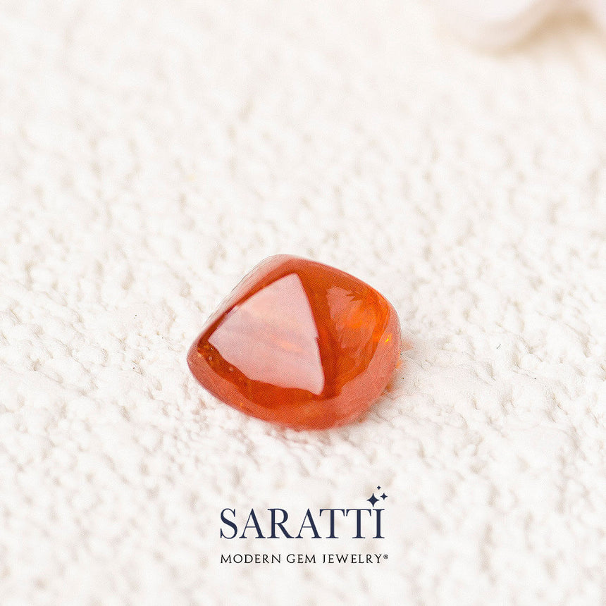 Natural Orange Garnet Sugarloaf | Modern Gem Jewelry | Saratti