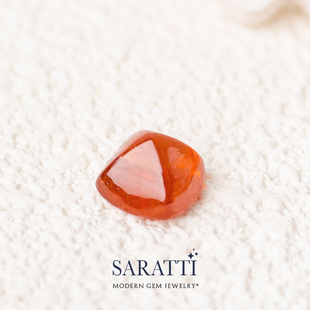 Natural Orange Garnet Sugarloaf  | Modern Gem Jewelry | Saratti