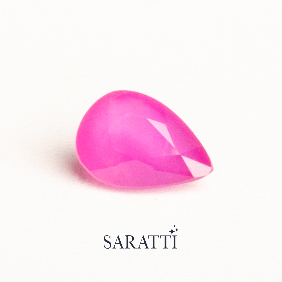 Genuine Pear Shape Natural Ruby Gemstone in Pinkish Red Color - 0.69 carats - SARATTI