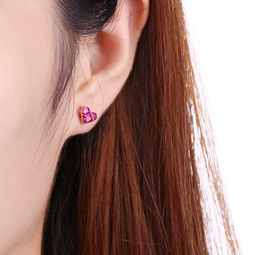 Crimson Devotion Ruby Stud Earrings in 14K Gold