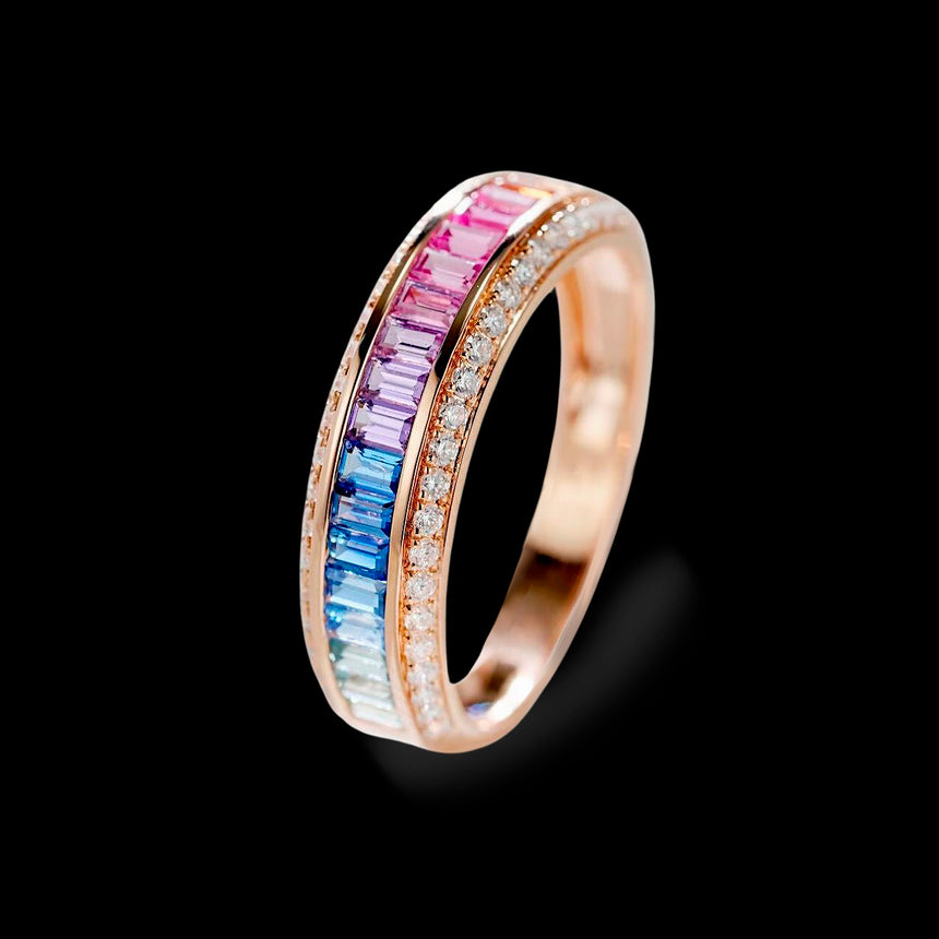 Chromatic Fusion : Natural Sapphire and Diamond Eternity Band