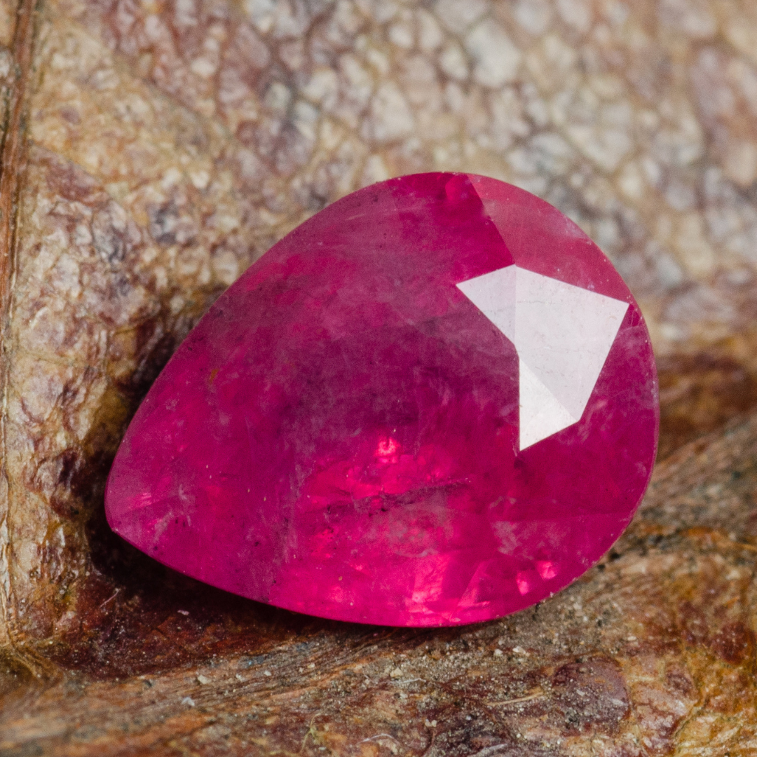 Natural 2.41 carat pinkish red pear shaped spinel gem | SARATTI