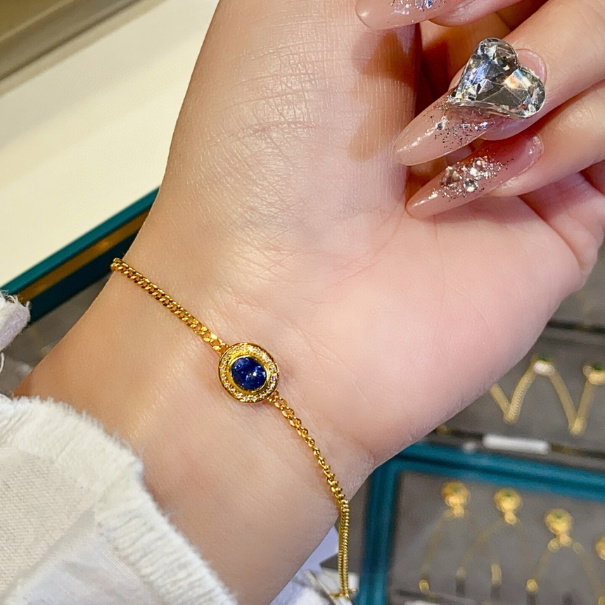 Natural Blue Sapphire Gold Bracelet | SARATTI