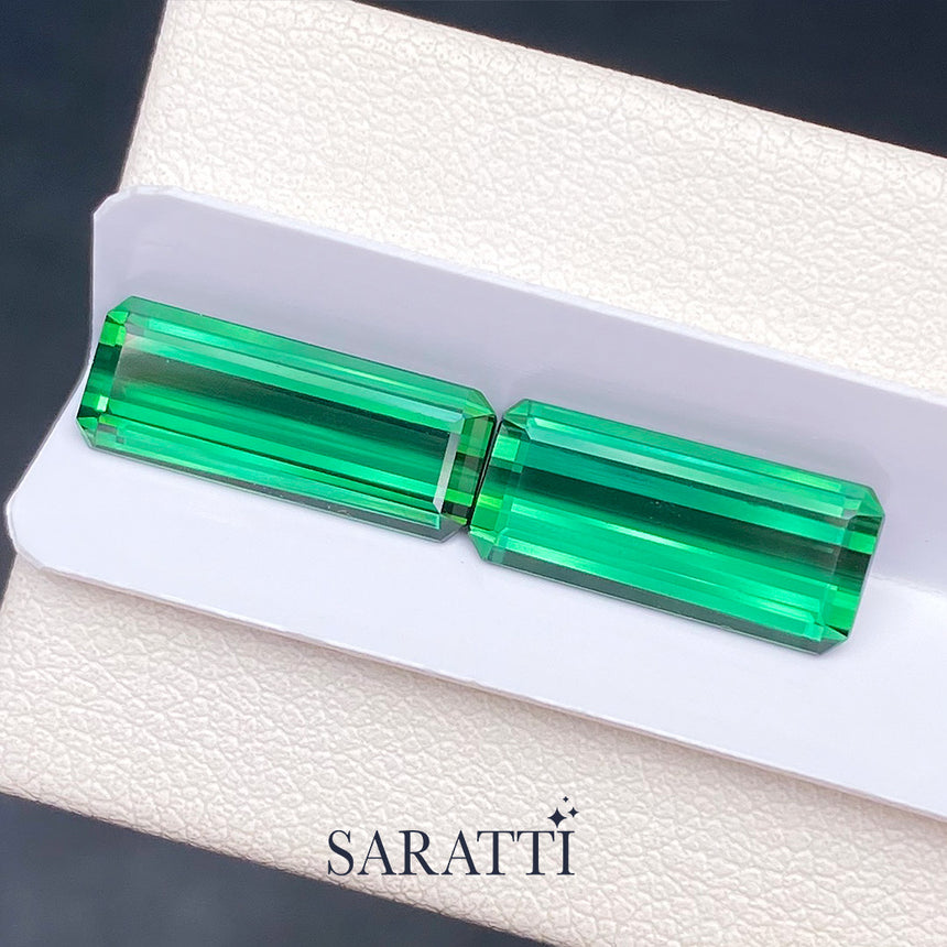 Natural Green Tourmaline Earring Stones Pair | SARATTI