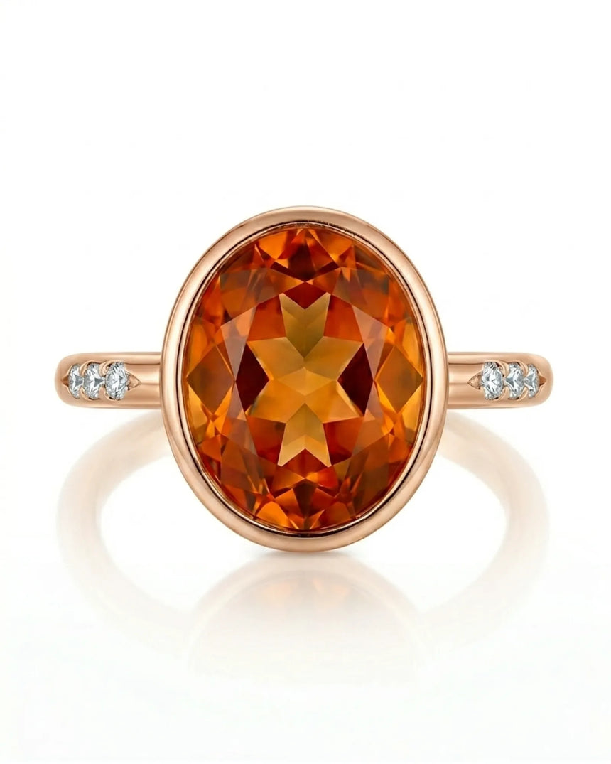Natural Imperial Topaz ring with lotus gallery in rose gold | SARATTI