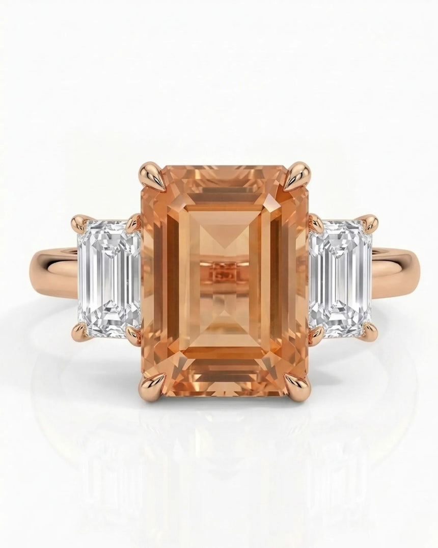 Natural Imperial Topaz setting-only design with diamond side stones | SARATTI
