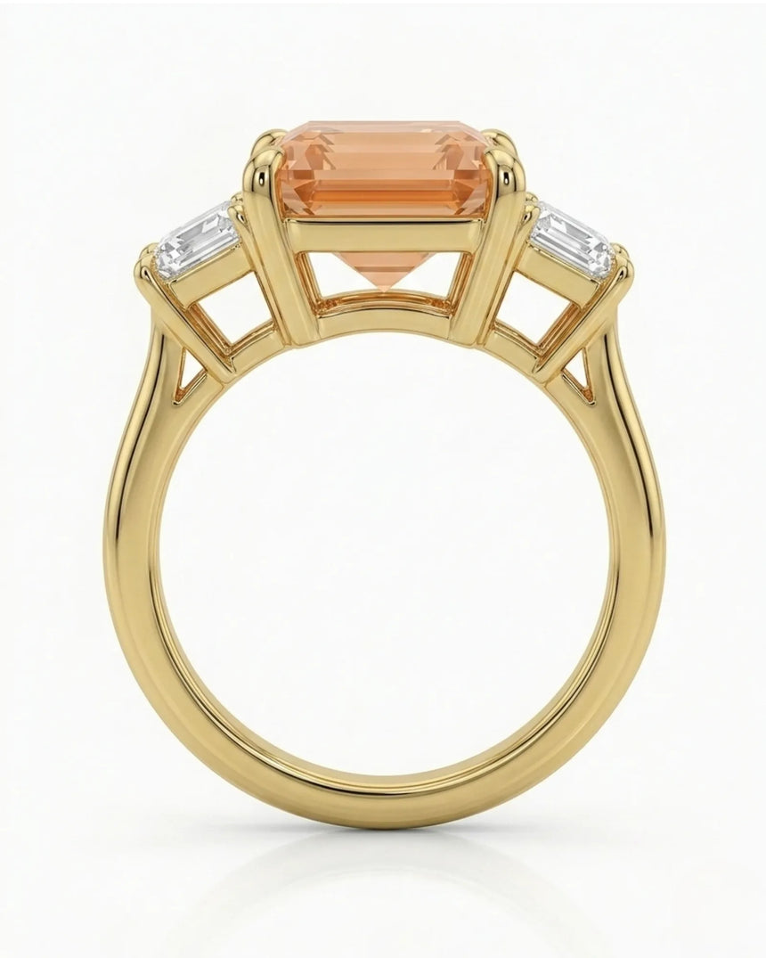 Natural Imperial Topaz setting-only design with diamond sides in yellow gold | SARATTI