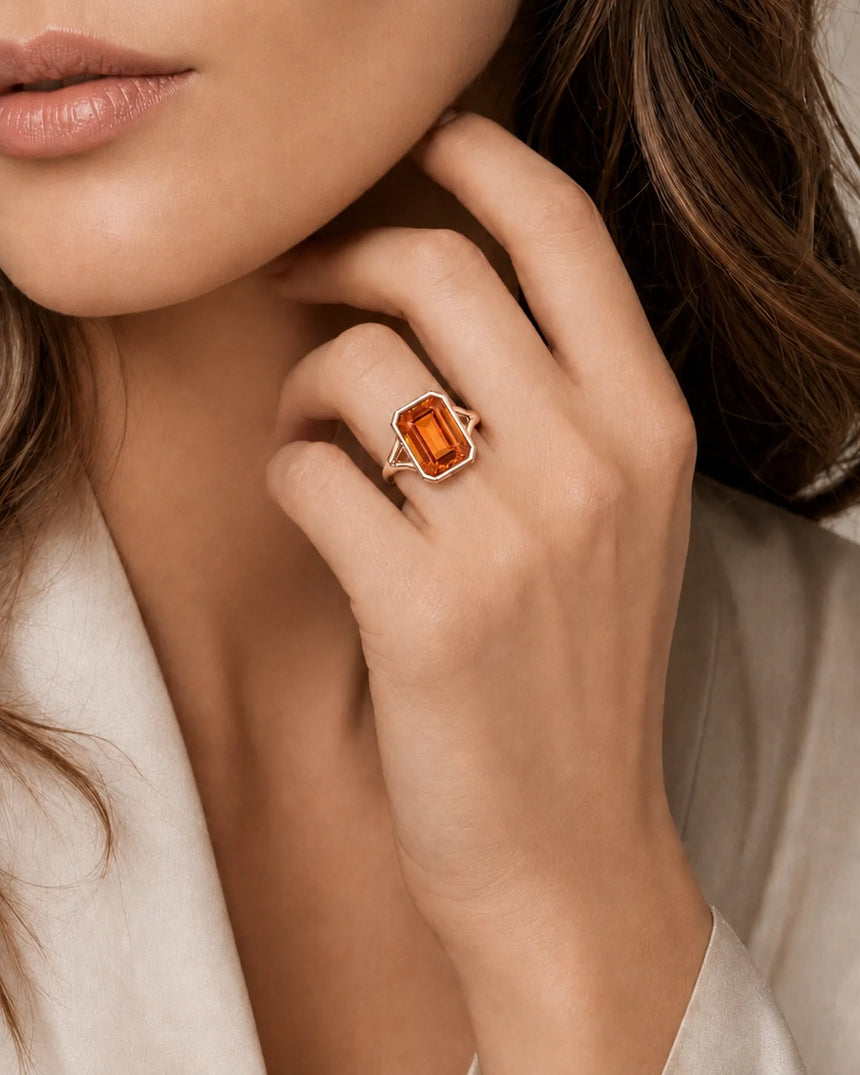 Natural Imperial Topaz setting-only design with smooth rose gold border | SARATTI