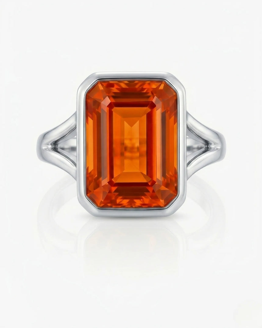 Natural Imperial Topaz setting-only ring with clean 18K white gold bezel | SARATTI