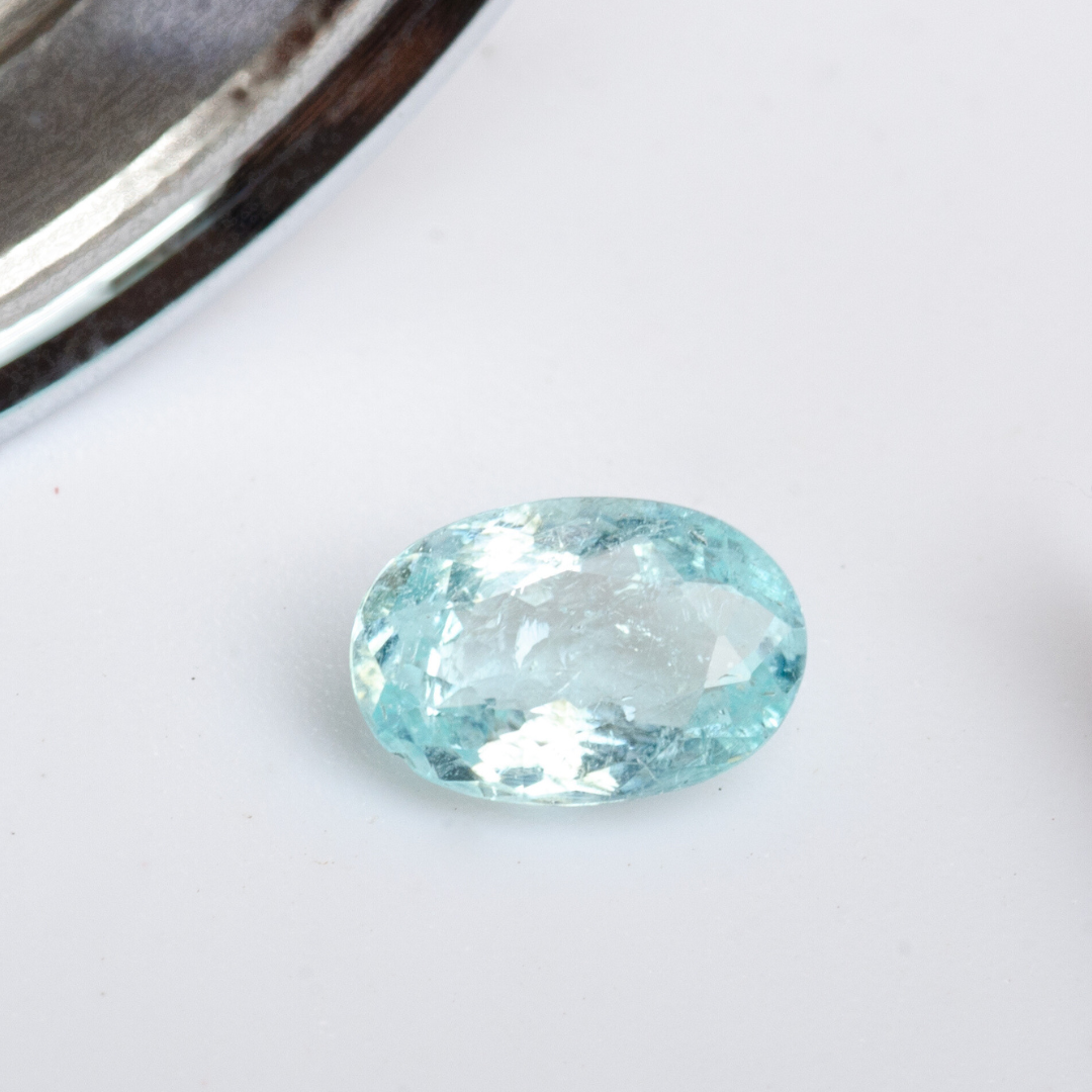 Natural Paraiba Tourmaline 0.41ct 6mm x 4mm oval cut Brazil | SARATTI