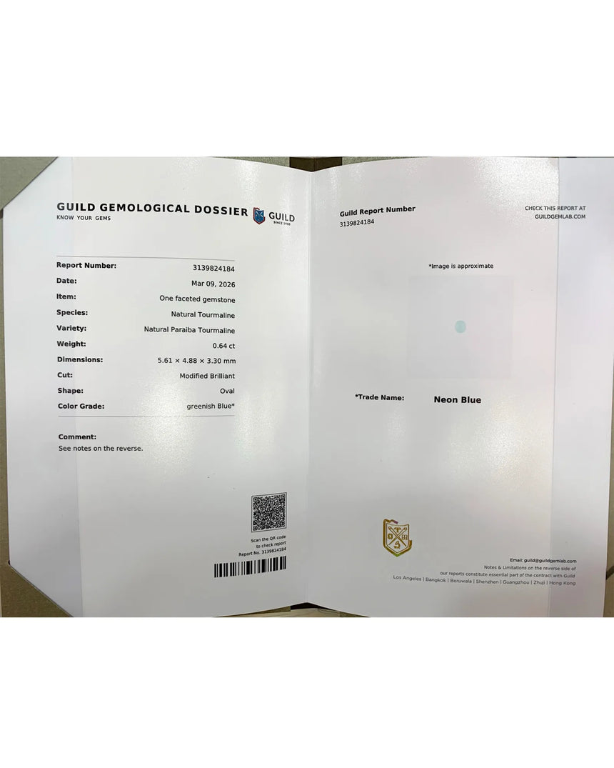 Natural Paraiba tourmaline 0.64ct for bespoke ring design - SARATTI