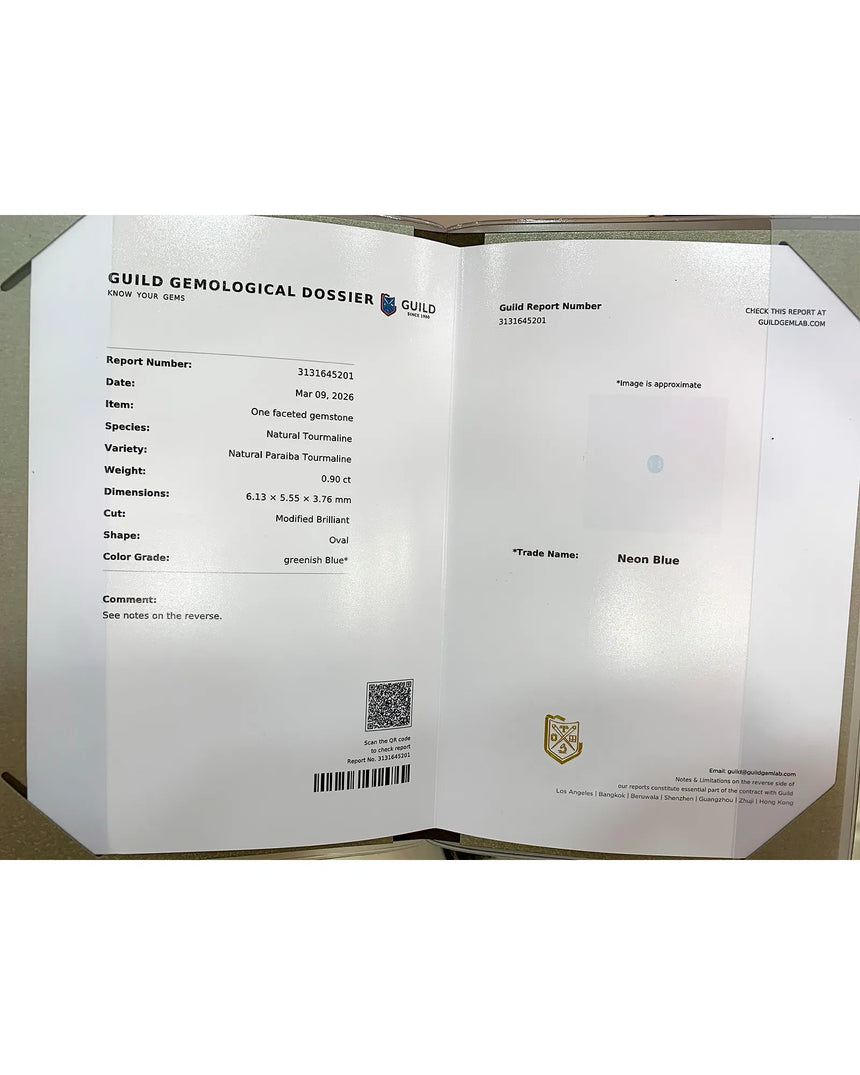 Natural Paraiba tourmaline 0.90ct for bespoke ring design - SARATTI