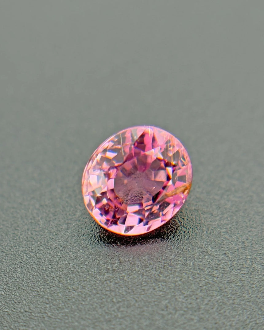 Natural Pink Tourmaline oval angled side profile | SARATTI