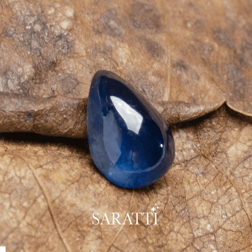 Natural blue pear cabochon sapphire 6.7mm x 4.7mm loose stone