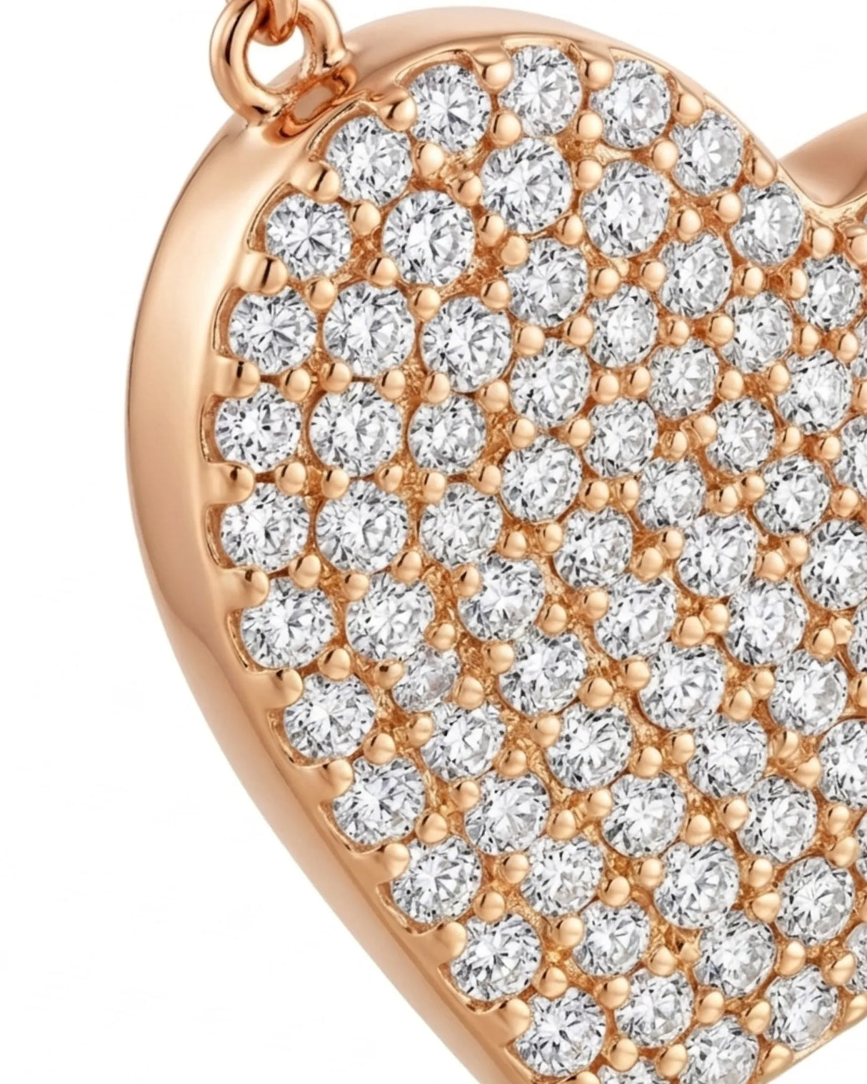 Natural diamond love necklace with round brilliant stones in 18K rose gold | SARATTI